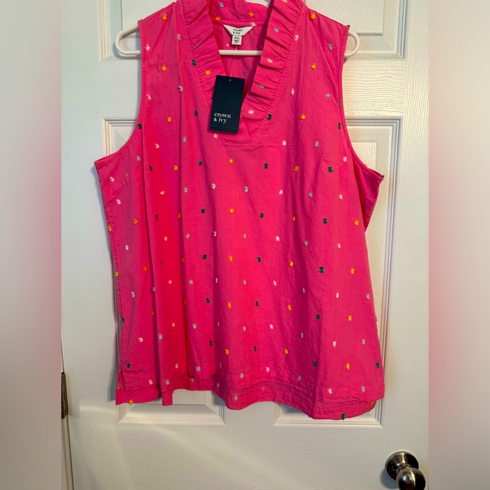 Crown & Ivy sleeveless pink top XXL